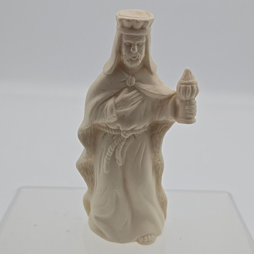 White Ceramic Nativity Scene Wise Man 4" Figurine  Unbranded Replacement